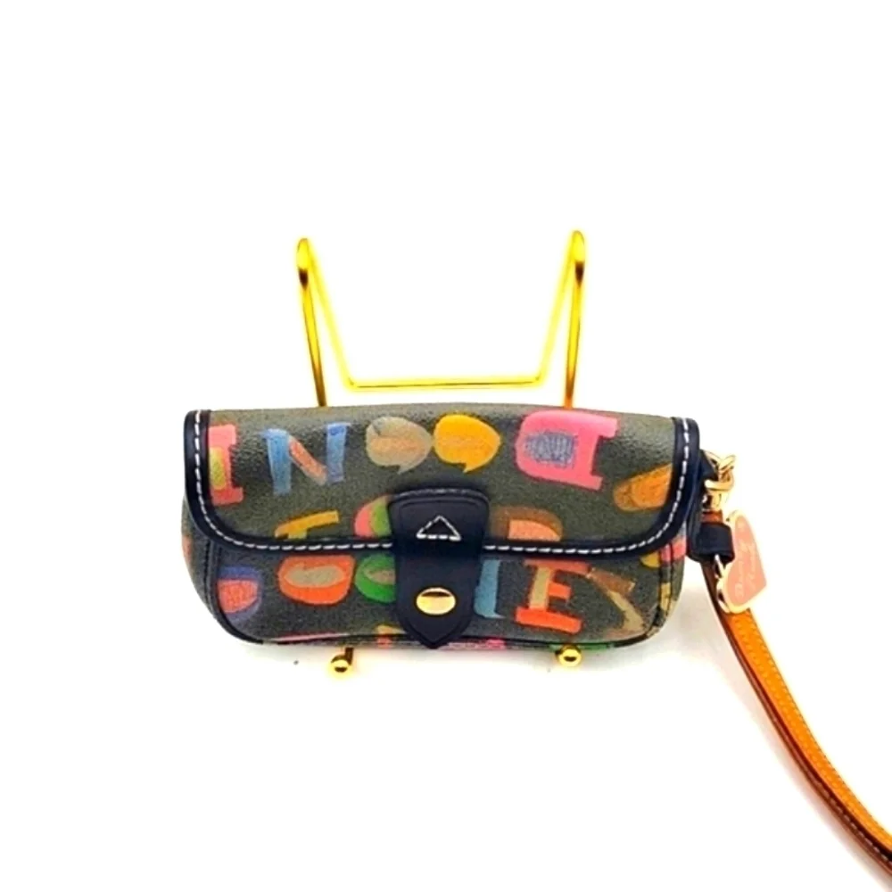 DOONEY & BOURKE Vintage Doodle Leather Black Pink Heart Tag